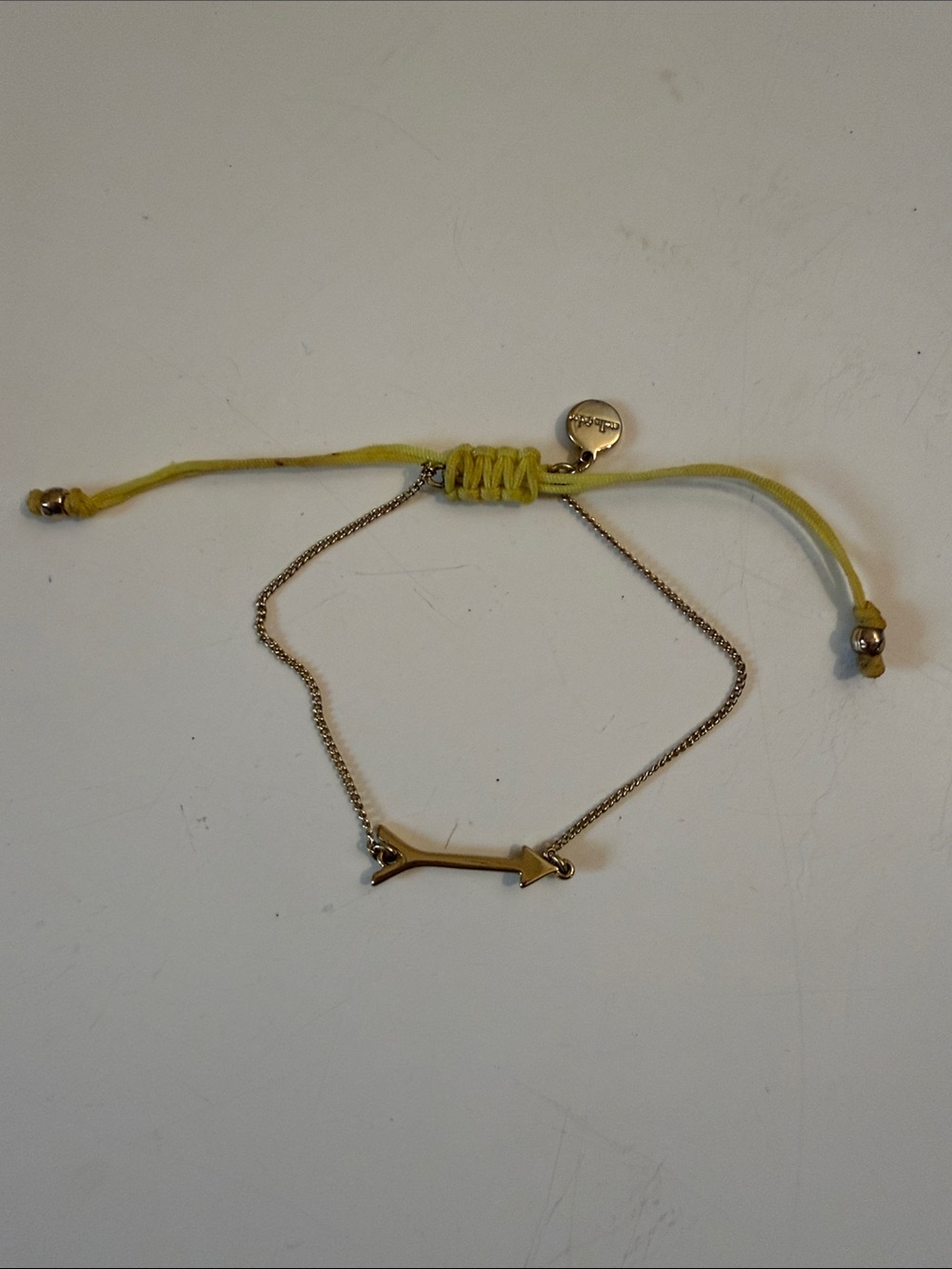 Stella & Dot Gold Arrow Bracelet with Yellow Cord